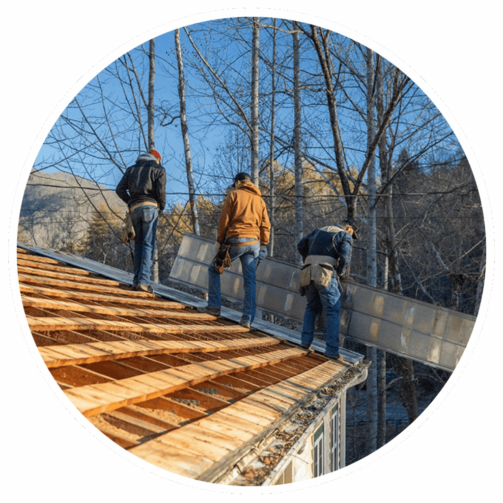 roofers working on a house